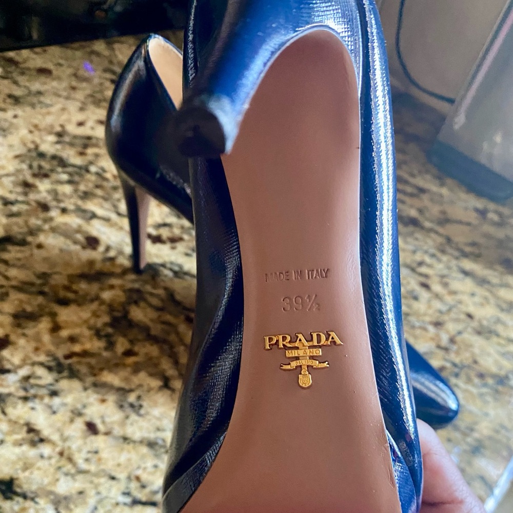 Prada Blue Patent Leather Heels - image 3